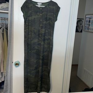 Camo print long fitted dress